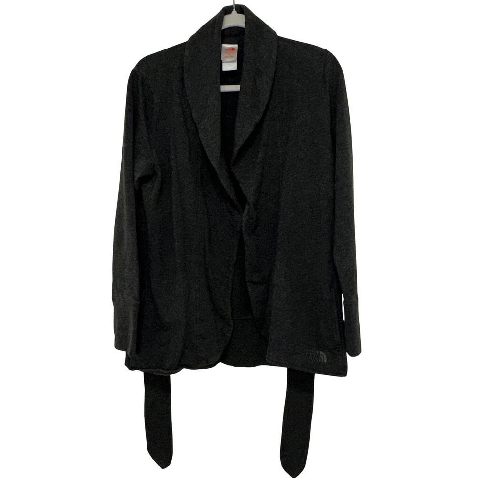 The North Face Wrap Cardigan Womens Large Charcoal Gray‎ Belted Shawl